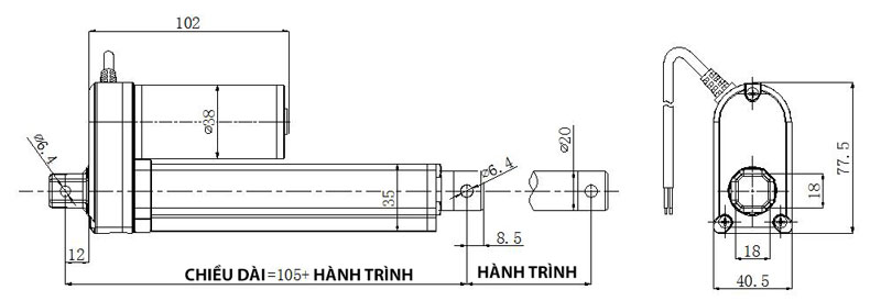 xi lanh điện hành trình dài