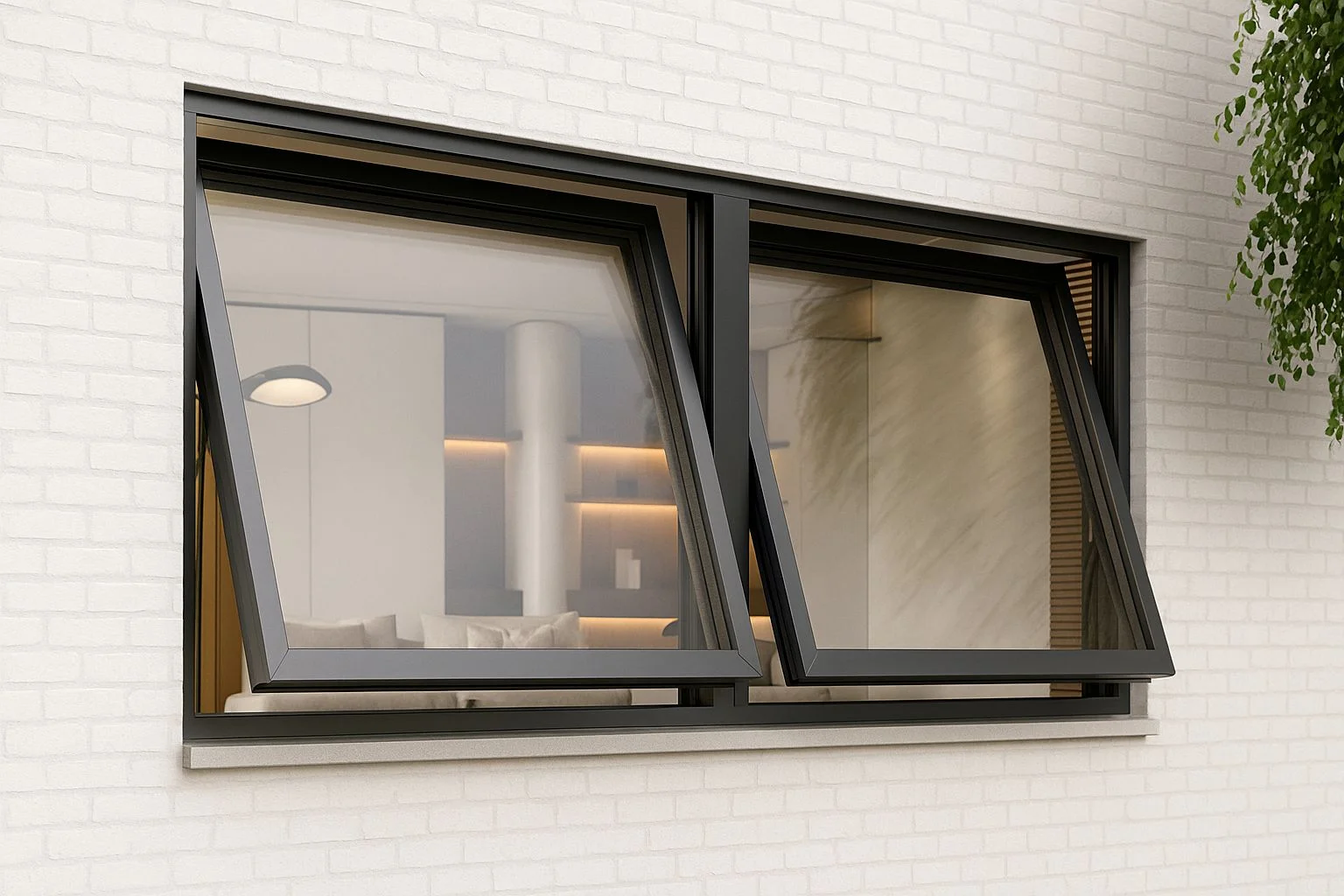 cửa sổ mở hắt sử dụng xi lanh điện